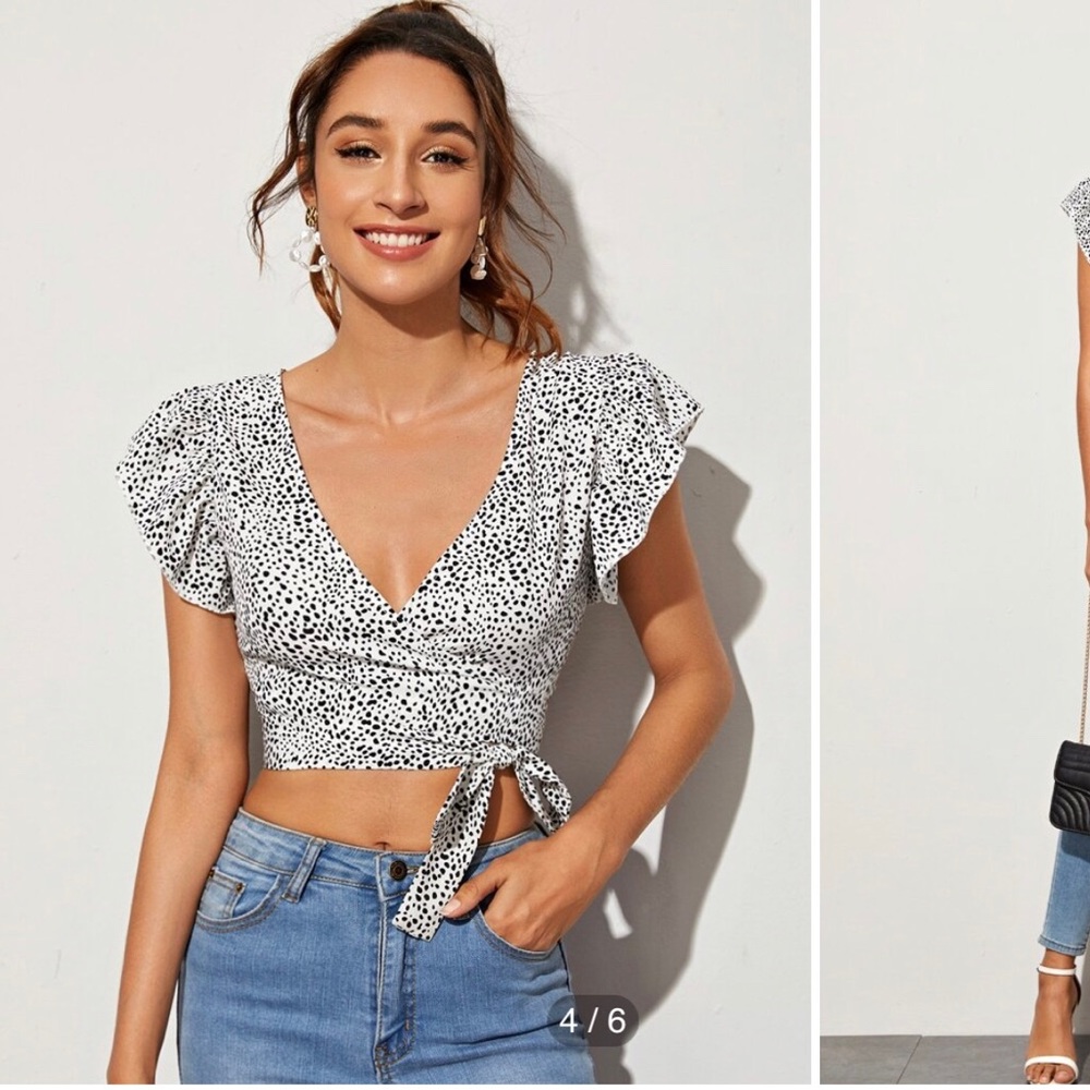 Flutter Sleeve Wrap Top